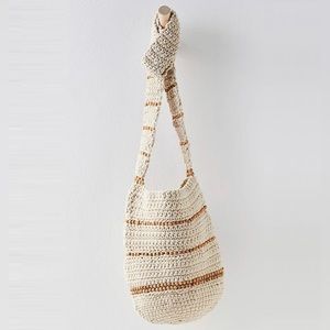 Free People • NWOT White Sand Meet Me In Mallorca Crochet Beaded Crossbody Bag